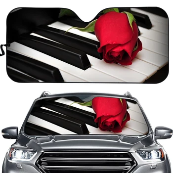 INSTANTARTS 3D Принт розы в виде рояля, автомобильные солнцезащитные козырьки, аксессуары для лобового стекла, Прочная автоматическая защита от солнца, легко устанавливаемая