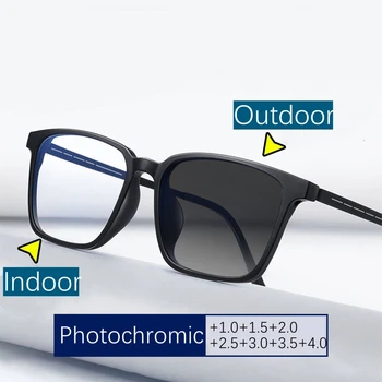 Сверхлегкие Фотохромные очки в оправе для мужчин и женщин, Новые Очки для чтения с дальним прицелом, Ретро Высококачественные Очки для улицы, меняющие цвет