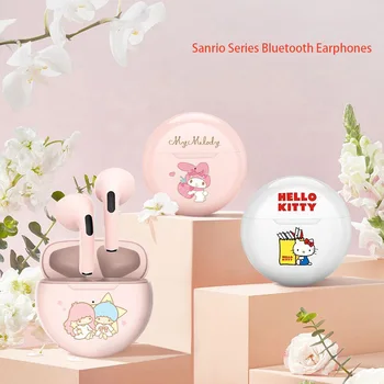 Sanrio Hello Kitty My Melody Cinnamoroll Pompompurin Bluetooth Наушники Мультяшные Беспроводные Наушники Спортивные Водонепроницаемые Гарнитуры