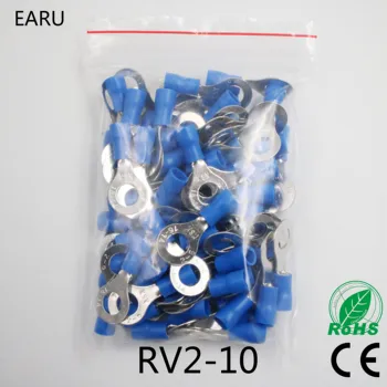 RV2-10 Синий кольцевой изолированный клеммный Кабель, соединитель провода, костюм для обжима кабеля 1,5-2,5 мм, 100 шт./упак. RV2.5-10 RV
