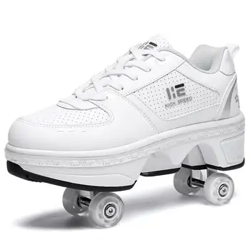 Деформирующие колесные коньки, Обувь для роликовых коньков с 4 колесами, Детские Повседневные деформационные кроссовки для Паркура, для мальчиков, для прогулок
