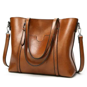 Роскошные женские сумки через плечо из масляно-восковой кожи, сумка-тоут, сумка через плечо