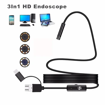 Эндоскоп 1080P Android USB-камера USB C Эндоскоп 2 М, 5 М, 10 М, Жесткий гибкий провод, 8 мм объектив, камера, Смотровая труба, Бороскоп