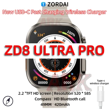 Оригинальные Часы Ultra Pro Smart Watch для Мужчин и Женщин BT Call 2,2 дюймов NFC USC-c Беспроводное Зарядное устройство Z8Ultramax Smartwatch для Xiaomi
