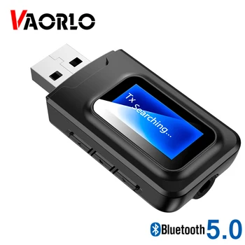 VAORLO USB 5.0 Dongle Передатчик Bluetooth Приемник для наушников ЖК-дисплей Беспроводной адаптер с низкой задержкой Стерео Музыкальный адаптер