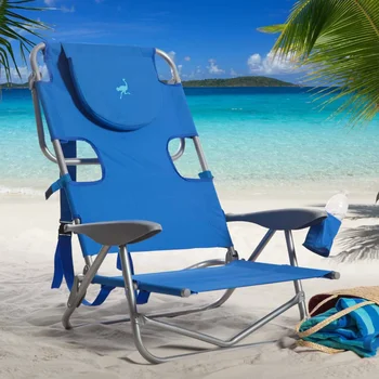 Стальной Пляжный стул с рюкзаком - Синий Silla Playa Leżak Ogrodowy Składany