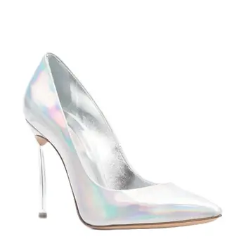 Серебристые Пикантные Туфли-лодочки из лакированной кожи, Женская Обувь с лазерным острым носком на тонком Каблуке, Вечерние Туфли на высоком Каблуке 2023, Zapatos Para Mujere