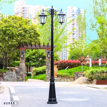 Европейский садовый светильник Наружный водонепроницаемый Общественный Дорожный уличный фонарь для виллы, Бытовой Высокий столб, ландшафтные светильники H≈2.8