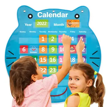 Календарь для начальной школы Карманная таблица в форме мультяшного кота, Классный календарь, учебные пособия с прозрачной печатью снизу