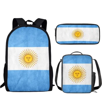 Флаг Аргентины, Набор детских школьных сумок, Школьный рюкзак для подростков, мальчиков, девочек, Сумки для книг, Модный студенческий рюкзак Mochila