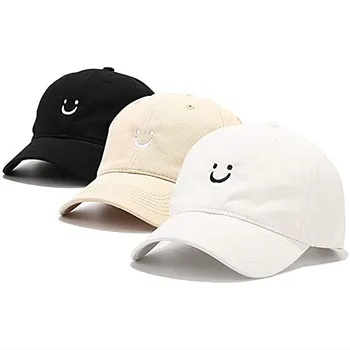 3 упаковки бейсбольных кепок с улыбающимися лицами, европейская и американская мужская и женская кепка с мягким верхом и вышивкой, кепка с загнутыми ушами, солнцезащитная шляпа