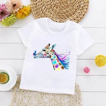 Детская футболка с рисунком лошади и животных, Милые футболки с героями мультфильмов, Летняя Новая Модная Одежда с короткими рукавами Для мальчиков и девочек, топы, футболки