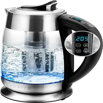 Электрический Стеклянный чайник, Бойлер для горячей воды, 1,8 л, не содержит бисфенола А, 1500 Вт, с регулируемой температурой, автоматическое отключение, Портативный чайник &