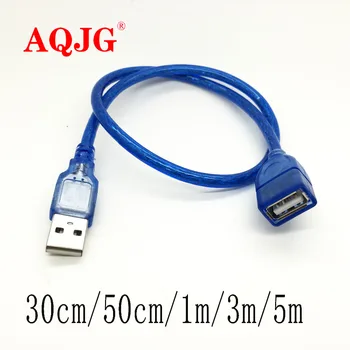 30 см Высокоскоростной удлинительный кабель USB 2.0 Прозрачный Синий удлинитель USB от мужчины к женщине С медным сердечником USB Короткий кабель