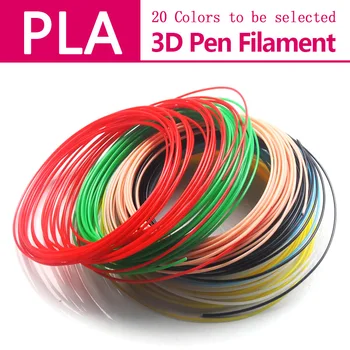 ручка с 3D печатью, нить накаливания PLA/ABS 1,75 мм, 20 цветов (5 м/10 м * цвет), идеальные креативные 3D ручки, пластиковые материалы для защиты окружающей среды