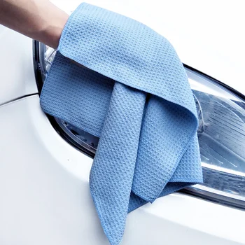 Вафельное полотенце для чистки автомобильных стекол, мягкое полотенце из тончайшего волокна с высокой впитывающей способностью, подходит для Авто, домашнего хозяйства, ванной комнаты, кухни