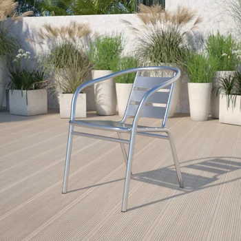 Роскошная мебель, Сверхмощный Коммерческий алюминиевый стул для ресторана в помещении и на открытом воздухе с тройной планкой, откидывающийся для чая на открытом воздухе