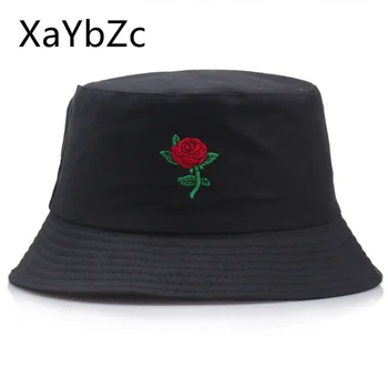 Новый стиль, рыбацкая шляпа с вышивкой в виде цветка розы, женская весенне-осенняя шапка Tide, солнцезащитный крем для улицы, хит продаж