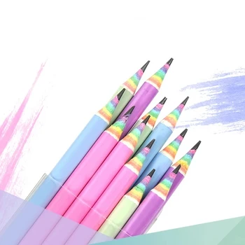 6 шт. Цветной Бумажный карандаш, набор детских канцелярских принадлежностей для студентов, Радужная бумага, карандаш для рисования, набор для граффити