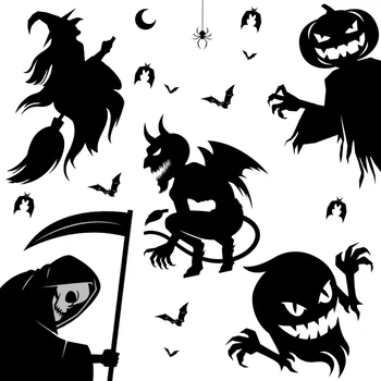 Наклейки на стену с изображением призрака монстра ужасов на Хэллоуин, Наклейки с летучей мышью-жнецом, Украшение для вечеринки, Домашний декор на Хэллоуин