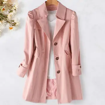 Женское Длинное приталенное пальто, Элегантный стильный однобортный пиджак, однотонное пальто для бизнеса, повседневная ветровка, Женская