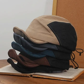 Сетчатые легкие мягкие бейсболки в Японском стиле, быстросохнущая короткая шляпа с козырьком, молодежная мода в стиле хип-хоп, кепка с завязками