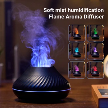 Электрический USB Ультразвуковой Ароматический Увлажнитель воздуха, диффузор эфирного масла с 7-цветным пламенем, лампа для создания ароматического тумана в домашней комнате