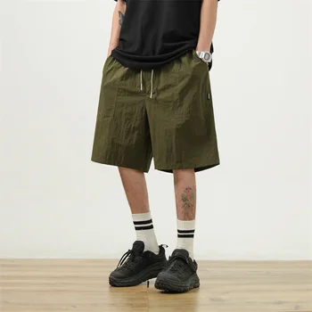 Летние шорты, мужские Модные винтажные шорты-карго, мужская Японская уличная одежда в стиле хип-хоп, Свободные прямые шорты, мужские брюки длиной до колена