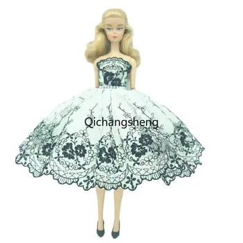 Белое Черное Балетное платье с цветочным рисунком для куклы Барби, одежда, аксессуары для кукол 1/6, 3-слойная юбка со стразами, платье Принцессы, игрушка
