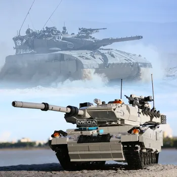 Немецкий леопард 2A7 Основной боевой танк, Военные высокотехнологичные кирпичные игрушки, Бронированный автомобиль, Перевозчик танков, Модель строительных блоков 2A6