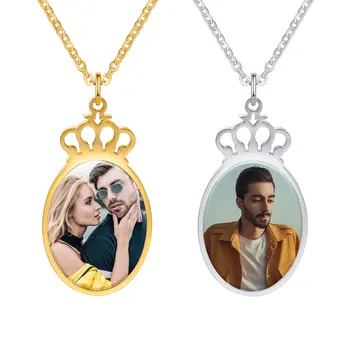 Персонализированное ожерелье с фото/картинкой для женщин, ожерелье с короной на заказ