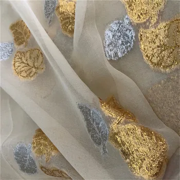 Изумительный дизайн с золотыми и серебряными листьями, шелковая ткань с металлическим люрексом и легкий материал для пошива одежды