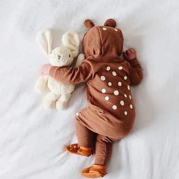 Jenny& Dave, весенне-осеннее боди для новорожденных с пятнистым оленем в скандинавском стиле, детская толстовка с капюшоном из чистого хлопка, комбинезон для выхода в свет, модная детская одежда