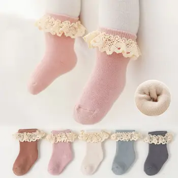 Милые Хлопчатобумажные Мягкие Кружевные Гетры С Оборками, Противоскользящие Носки Для новорожденных, Носки для малышей, Носки-трубки
