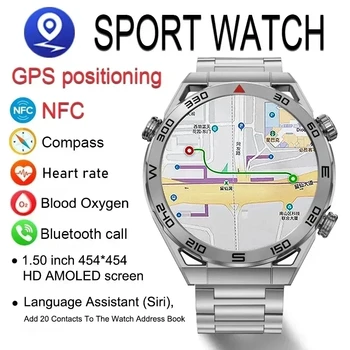 Для Huawei 2023 NFC Смарт-Часы Мужские GPS Трек 454*454 HD Экран Компас Частота сердечных сокращений BT Вызов IP68 Водонепроницаемые Умные Часы Для Женщин