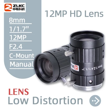 ZLKC 12MP Высокое Разрешение 1/1,7 Дюйма 8 мм Фиксированное Фокусное расстояние FA Ручная Диафрагма F2.4 Диафрагма C Креплением С Низким уровнем искажений Машинное Зрение