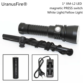 Uranusfire L2 светодиодный фонарик для Дайвинга 1200 Люмен Алюминиевый Фонарь Водонепроницаемая вспышка Использовать 1x18650 аккумулятор + зарядное устройство ЕС переменного тока