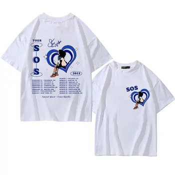 Футболки с принтом певицы SZA SOS Tour Для мужчин И Женщин, Винтажная Повседневная футболка из чистого Хлопка, Летняя Уличная мода, футболка Оверсайз