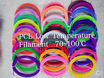 Низкотемпературная 3D ручка PCL с нитью накала 1,75 мм, Температура печати: 70 ~ 100 ℃, 10 цветов * 5 М Всего 50 м, подходит для низкотемпературной 3D ручки