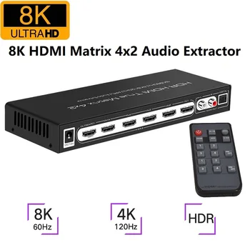8K 60Hz HDR10 + UHD HDMI Матрица 4x2 Dolby Версия HLG CEC ARC 7680x4320P HDMI Разветвитель 4 В 2 4K120Hz VRR Поддержка PS5 XBOX