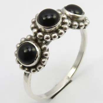 Черное кольцо с полудрагоценным камнем Размер 10 для женщин Engaent 