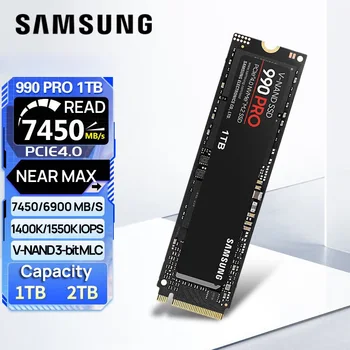 SAMSUNG 990 Pro SSD 1 ТБ 2 ТБ NVMe PCIe 4,0 До 7450 Мб/с. M.2 2280 Твердотельные накопители для Портативного игрового компьютера PS5 PlayStation5