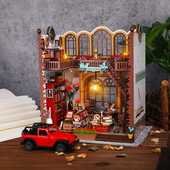 CUTEBEE DIY Кукольный Домик Волшебная Книга Дом Деревянный Миниатюрный Кукольный Домик с Мебелью Легкий Кукольный Домик Игрушка для Девочек Подарки на День Рождения