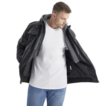 Зимняя мужская куртка, повседневная мотоциклетная куртка из искусственной кожи, утепленная утеплительная куртка, утепленная съемная куртка с капюшоном