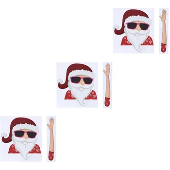 Креативная наклейка на стеклоочиститель Санта-Клауса, 3 предмета, нежная наклейка на лобовое стекло автомобиля, машущая рукой, Наклейка на стеклоочиститель, украшение автомобиля (стиль 5)