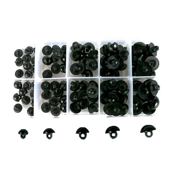 100шт 8-12 мм Черные пластиковые защитные глазки для Рукоделия, игрушки, связанные крючком, Амигуруми, Смешанные Размеры, коробка, мягкие Игрушечные глазки, Аксессуары для животных