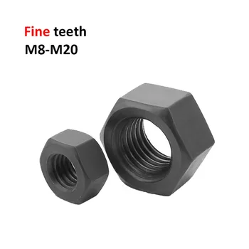 Черные шестигранные гайки с тонкой резьбой M8x1.0 M10x1.0 M10x1.25 M12x1.0 M12x1.25 M12x1.5 M14/M16/M18/M20x1.5 Гайка из углеродистой стали GB6170 Grade8.8