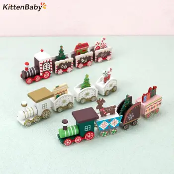 Кукольный домик, Деревянный поезд, Рождественский орнамент, Рождественское украшение для дома, Подарки Санта-Клауса, Декор Рождественского стола, Рождественские мини-игрушки