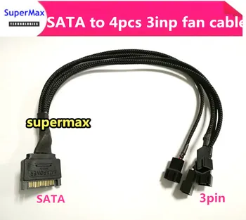Высококачественный 30-сантиметровый разъем SATA с черными рукавами для 3-контактного разветвителя вентилятора PWM Кабель питания