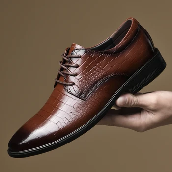 Роскошные бренды, Модная мужская обувь в деловом стиле, Официальные модельные туфли без застежки, Мужские Оксфорды, Обувь из высококачественной кожи